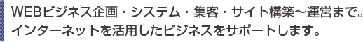 WEBビジネス企画・システム・集客・サイト構築～運営まで。インターネットを活用したビジネスをサポートします。